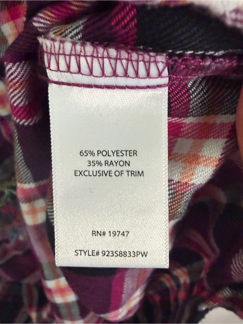 The Pioneer Woman Embroidered Plaid Long Sleeve Button Down Shirt Size XXL